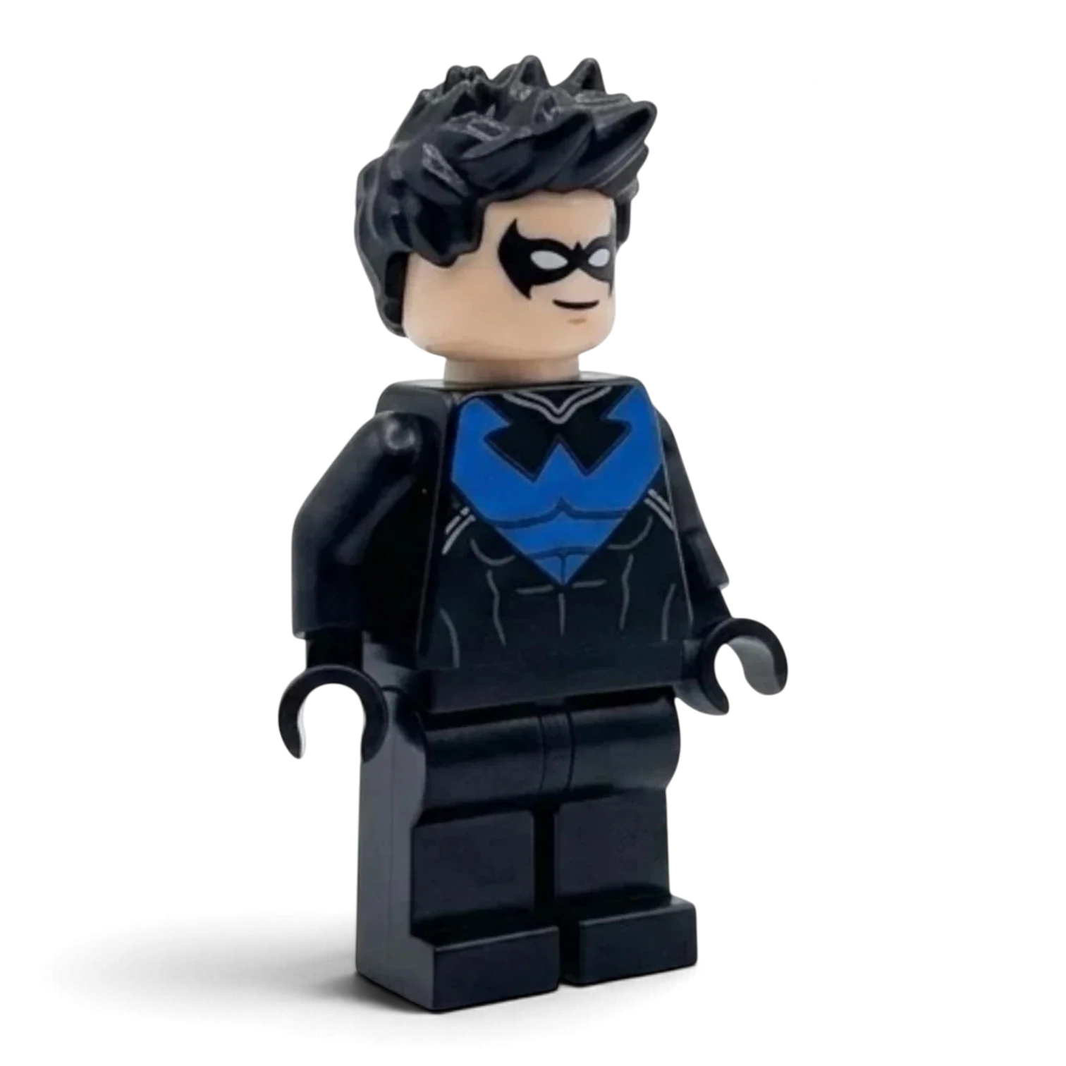 MW Minifigs custom Nightwing 2016 LEGO minifigure with hair piece and blue escrima sticks