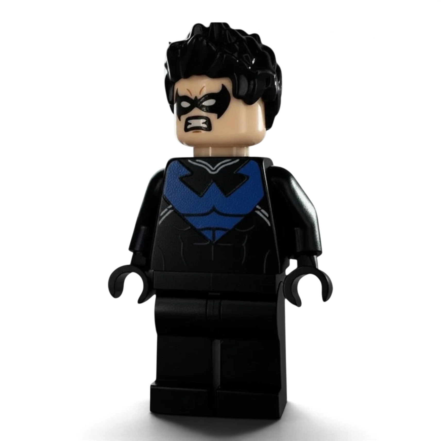 Back view of custom Nightwing 2016 LEGO minifigure showing printed torso detail