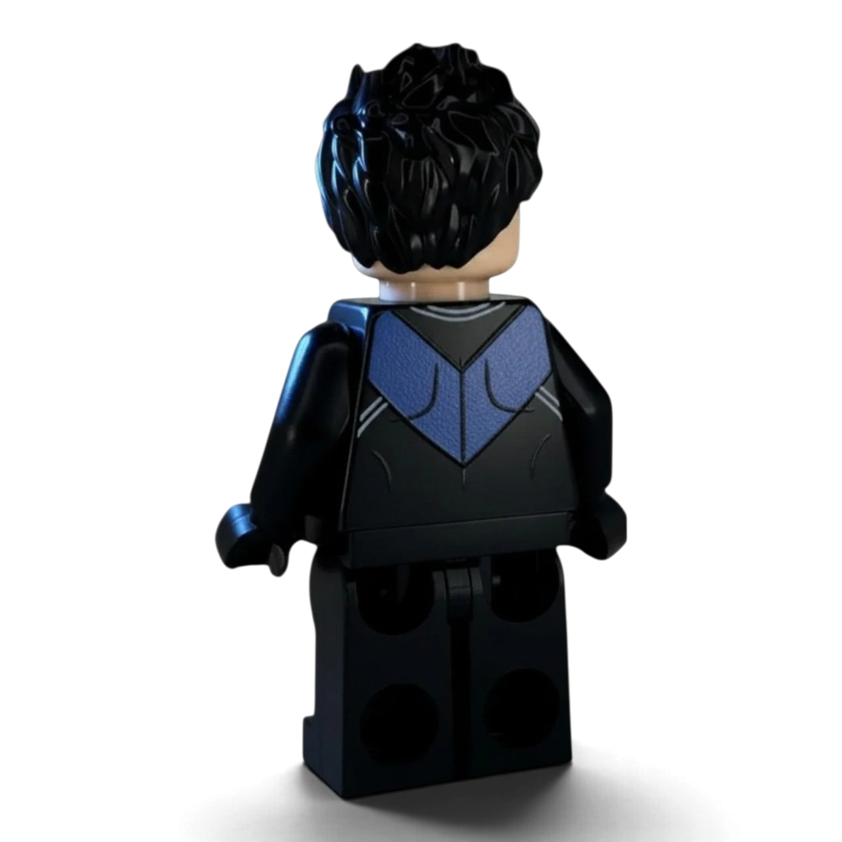 Side view of custom Nightwing 2016 LEGO minifigure, UV-printed by MW Minifigs