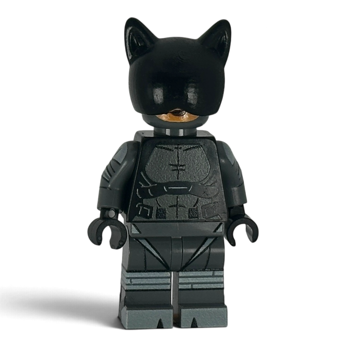 My Store Absolute Catwoman custom minifigure featuring detailed black printed torso, legs, arms, and a resin mask.