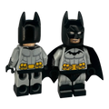 MW Minifigs Arkham Asylum Batman custom minifigure with detailed grey and black printed armor, cowl, and fabric cape