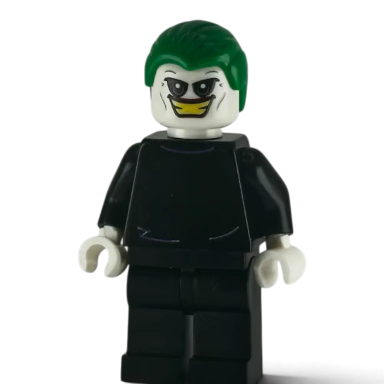 My Store Batman Beyond Joker custom minifigure with green hair and black outfit on genuine LEGO parts