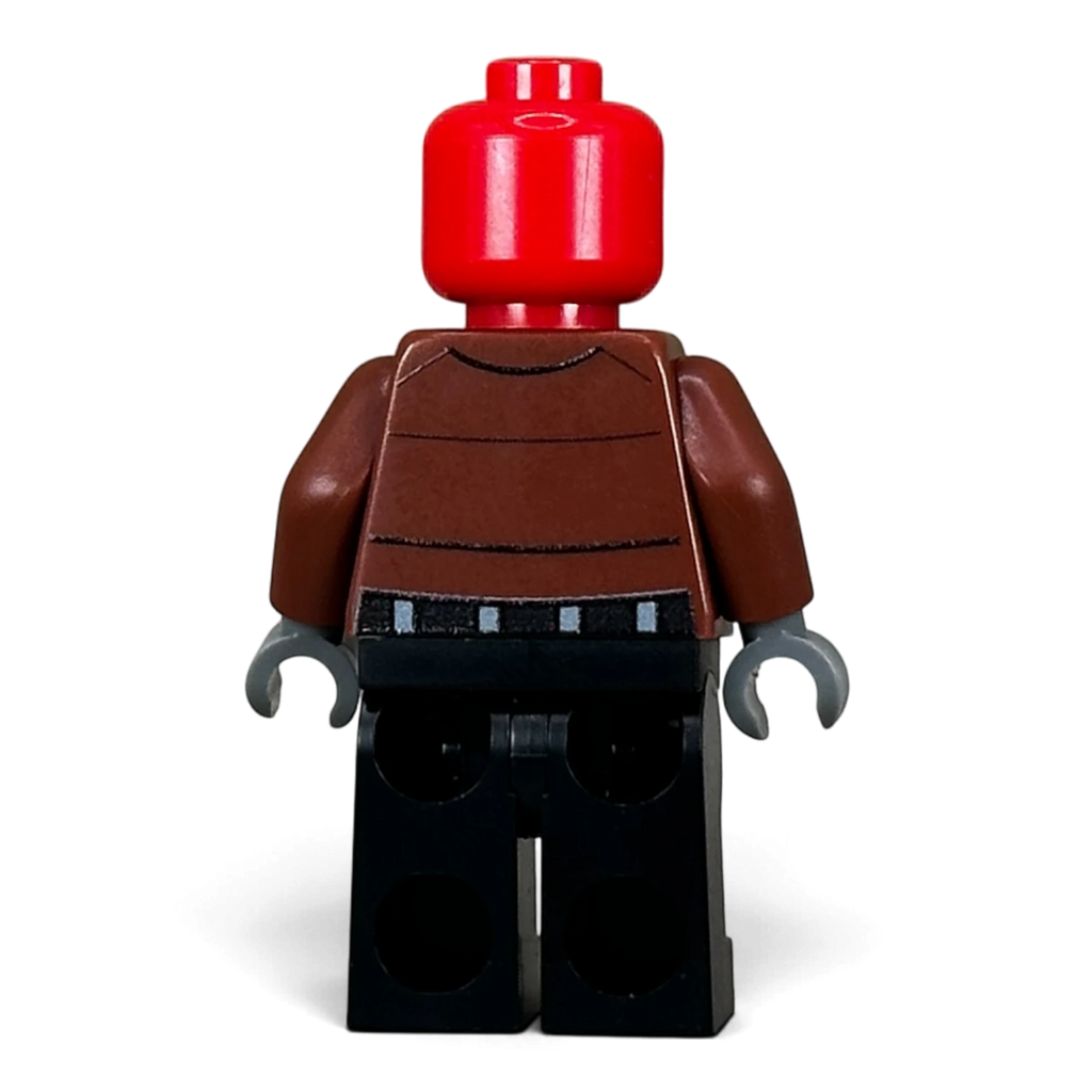 My Store LB2 Red Hood custom minifigure back view with brown torso and red head on genuine LEGO parts