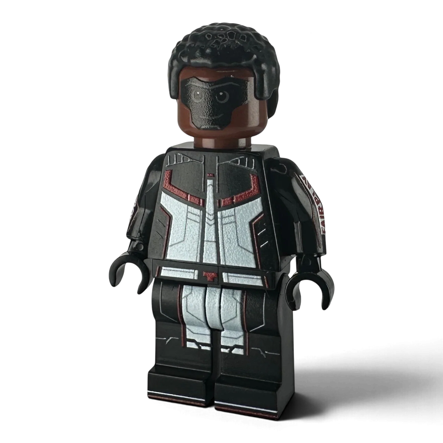 MW Minifigs custom Mr Terrific LEGO minifigure with detailed black, white, and red printed suit design