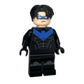 MW Minifigs custom Nightwing LEGO minifigure, Legacy of the Dark Knight line, black suit with blue emblem